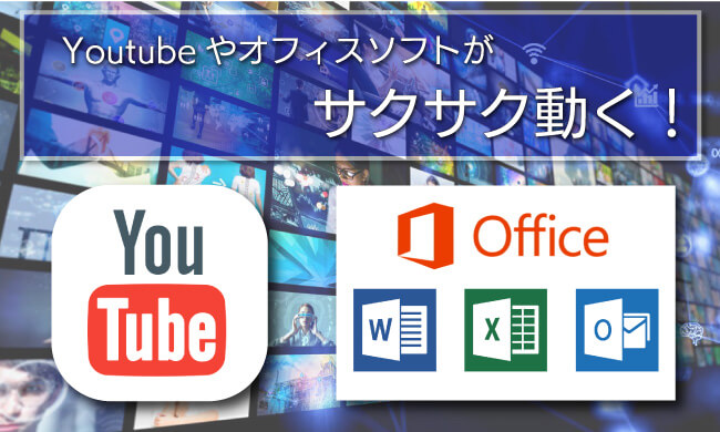 Youtubeやオフィスソフトがサクサク動く