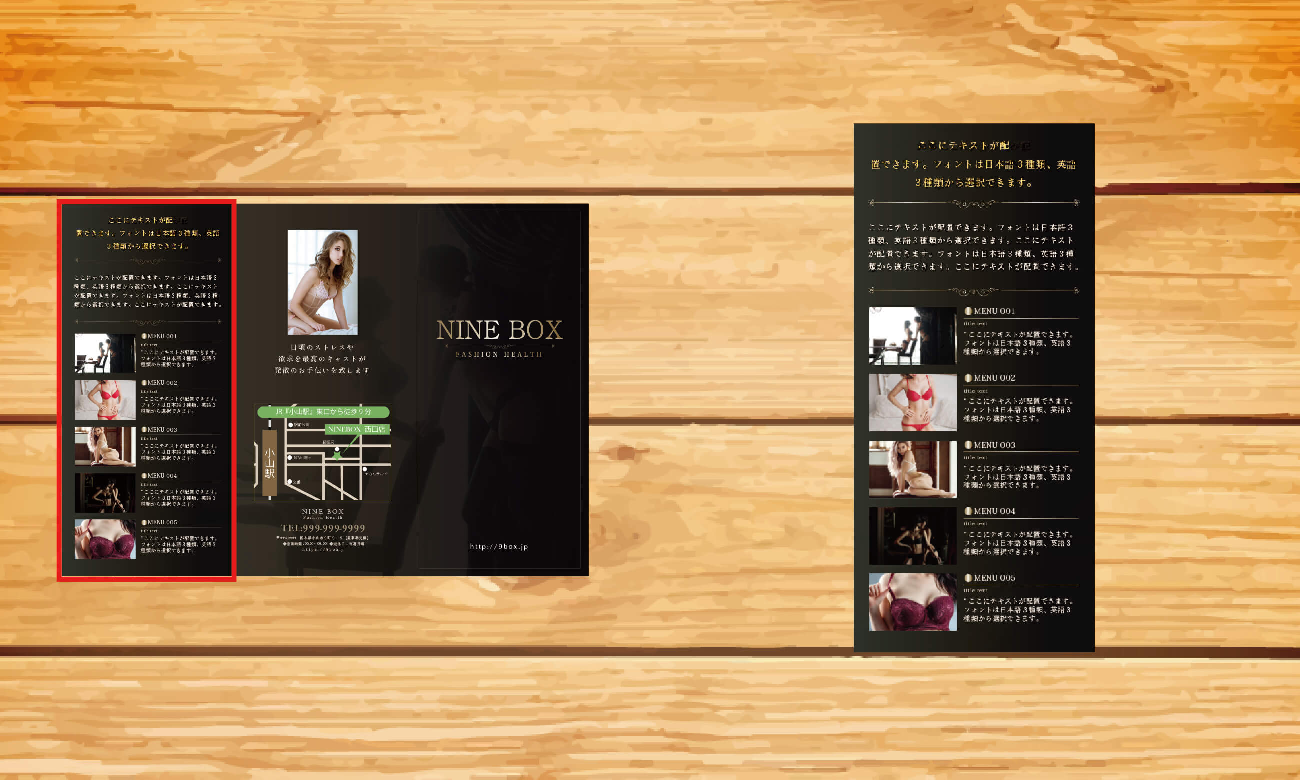 風俗の会社案内パンフレットのメニュー部分